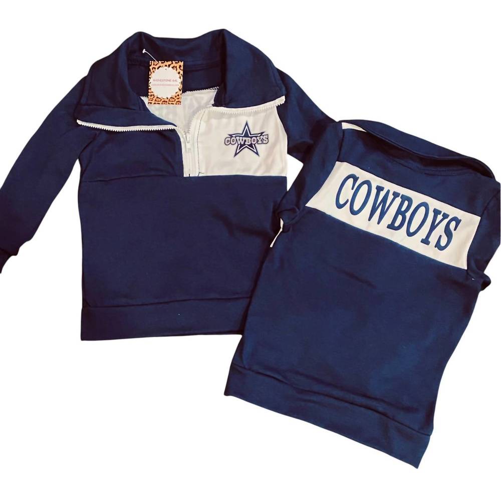 NEW AIER WHOLESALE kid's dallas cowboys quarter zip pullover in navy